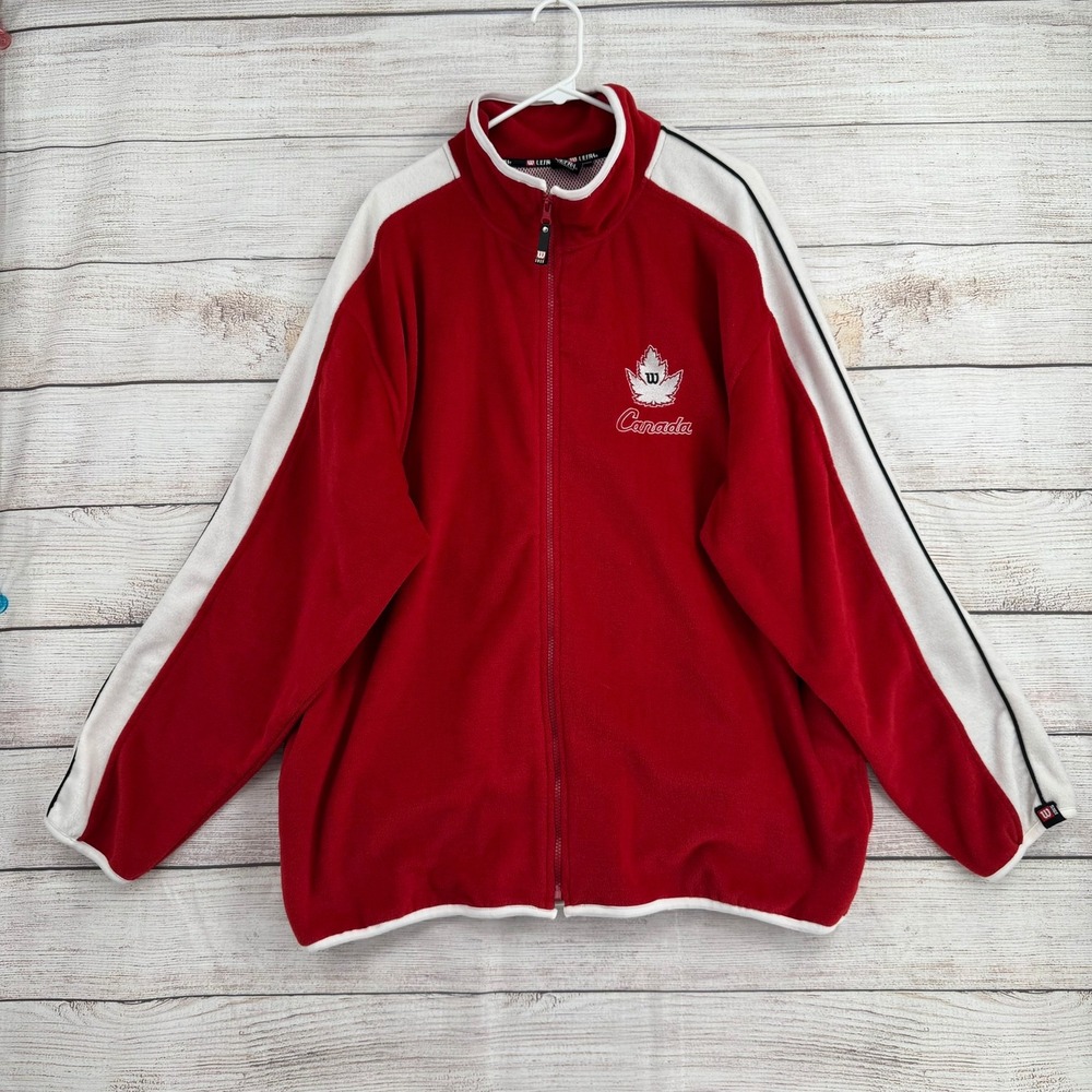 Wilson Ultra Fleece Jacket Mens 2XL Red Canada Full Zip Sporty 1132000Z